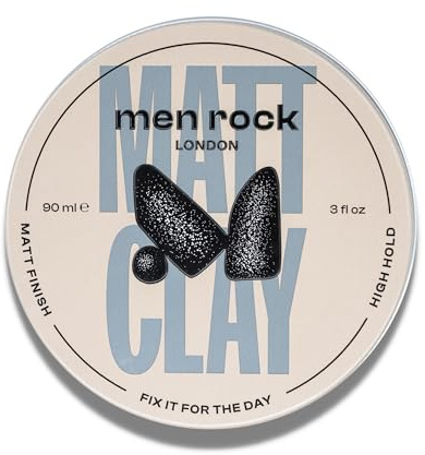 Men Rock Matt Clay - 90ml High Hold, Matte Finish for Thicker, Fuller Hairstyles, Nourishing Cocoa Butter, Sunflower & Almond Oils