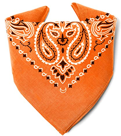 Karl Loven - Orange Bandana - Paisleymuster - 100% Baumwolle - Dicker Stoff - 20 Exklusivfarben