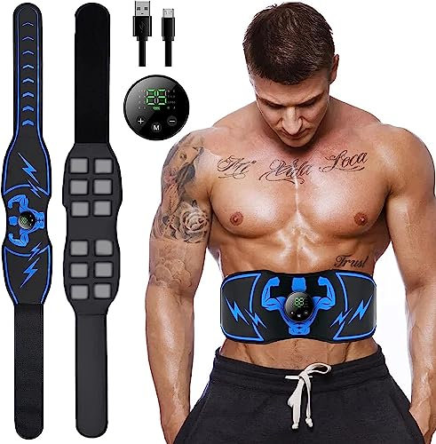 Jenylu EMS Trainingsgerät, EMS Bauchtrainer, EMS Muskelstimulation USB-Ladefunktion, 6 Modi & 18 Intensitäten Bauchmuskeltrainer Elektrisch, Elektrostimulation Universal für Männer und Frauen