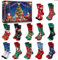 Vertvie 12 Paar Unisex Weihnachtssocken Christmas Socks Weihnachtsmotiv Weihnachten Festlicher Baumwolle Socken Mix Design für Damen und Herren (Einheitsgröße, Adventskalender)