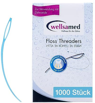 Wellsamed Zahnseide-Einfädler, Floss Threaders Geschmacksneutral, für Zahnspangen und Implantate (1000 Stück)