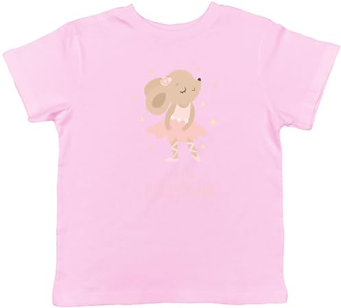 Shopagift Ballet Lover Kids T-Shirt Little Ballerina Ballet Dancing Mouse Childrens Tee Boys Girls Light Pink