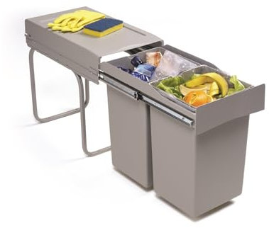 Victory Pattumiera da incasso Double-Man Deluxe, 28 litri, colore: grigio alluminio