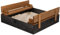 SPRINGOS Sandkasten mit Sitzbank 100 x 100 cm Holz imprägniert inkl. Bodenvlies