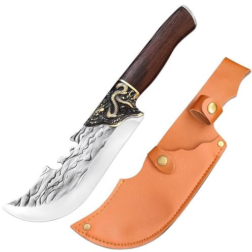 Plys Coltello per disosso Coltello da macellaio giapponese rivestito in pelle Professionale: coltello da chef Coltello vichingo manico in legno forgiatura taglio carne taglio verdure