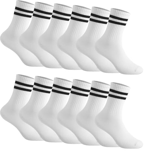 UILYNIU 6 Paires Chaussettes Homme Femmes, Sport Résistantes, Respirant Socquettes, Coton Soquettes pour Running, Randonnées (Blanc)