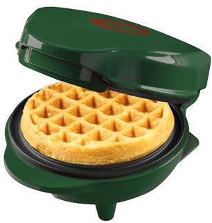 Bestron Mini Gofrera, Christmas Edition, Edición Limitada, Waffle Maker con revestimiento antiadherente, ideal para Navidad, fiestas o como regalo, tamaño del waffle: 10 cm, Color: verde mate