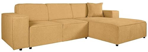 BEAUTY SOFA Pedro Ecksofa, Breite 267 cm, L Rechts, Raven 66, Gelb, Minimalistisches Design, Freistehend, Hochwertige Polsterung