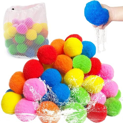 Reusable Water Balls, 50Pcs 2 Absorbent Water Balls for Kids, Soft Pool Toys for Summer