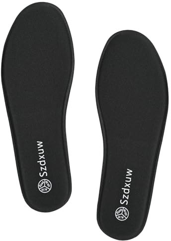 Szdxuw Innersulor i minnesskum för män – bekväma innersulor och vadderade innersulor, ersättningsskoinlägg för sportskor, träningsskor, löpning, arbetsskor, sneakers, stövlar, promenader, svart UK 44