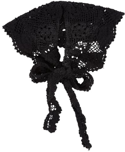 CABODYALS Foulard Floral Noir au Crochet Bandana Tricoté Foulard pour Cheveux Motif Floral en Dentelle Vintage Châles Ajourés Faux Cols Écharpes pour Femmes Accessoires de Costume Décoration Coiffure