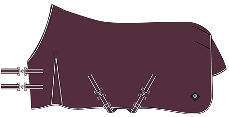 Imperial Riding IRHBasic Outdoor Blanket, Summer Rain Blanket, Removable Neck Piece, Lightweight Outdoor Blanket, Weatherproof Material, with Kick Pleat, Cross Surcingles, Tail and Leg Cords, Wine Red