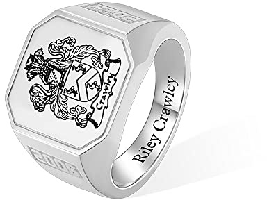 Anillo personalizado con el escudo de armas de la escuela o el escudo familiar para hombres y mujeres, plata de ley 925, imagen, texto y nombre personalizados, anillo de meñique para graduados y papás