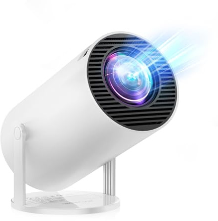 [Inbyggda appar och Android 11.0] Mini-projektor bärbar 20 000 Lux-projektor 4K stöds 180° rotation och automatisk nyckelsten, utomhuskompatibel med TV-stick/Windows/iOS/Android/HDMI/USB (1080P)