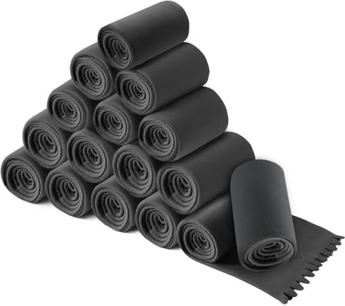 wometo Juego de 16 mantas de forro polar Wave de 120 x 160 cm – Oeko-TEX, aprox. 300 g, manta de forro polar suave con borde ondulado, antibolitas, color gris oscuro