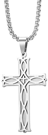 ZDaoBen Collier Croix homme Acier Inoxydable avec Chaîne 60 cm Pendentif Croix Infinite nœud celtique Irlandais Bijou chretienne Cadeau Pour Femme