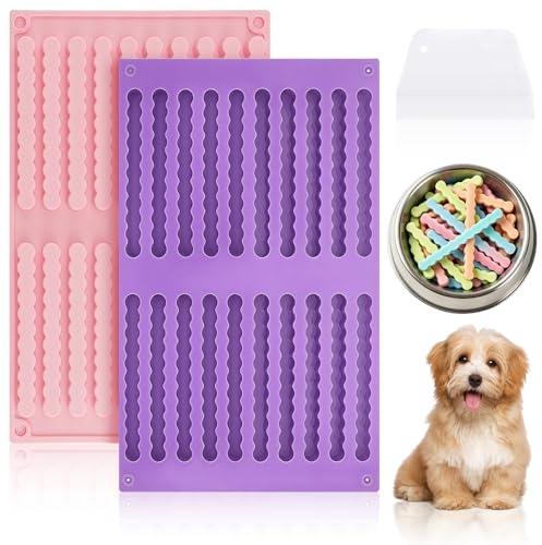 2 stycken bakmattor för hundkex 40 remsor silikonform bar med degskrapa återanvändbara bakmattor för hundgodis hundkex bakform silikon bakmatta hundgodis