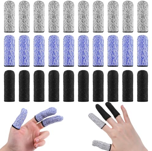 Finger Covers for Cuts, 30 Pcs Reusable Non Slip Finger Cots Breathable Finger Tips Protector Thumb Guard for Kitchen Garden Work Sculpture