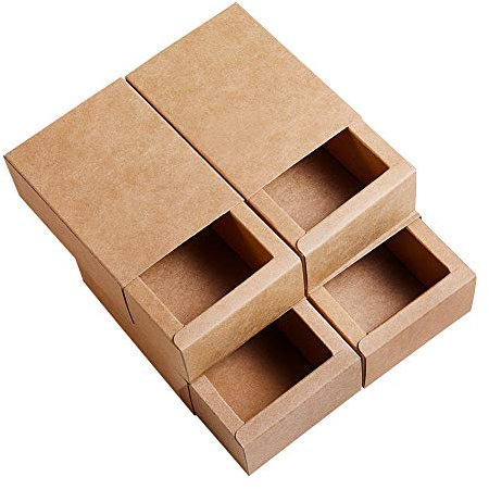 BENECREAT 20 Pack Kraft Papier Schublade Box, 12,8 x 10,8 x 4,2cm Brown Festival Geschenkverpackung für Schmuck Speicher Display, Hochzeit, Valentinstag
