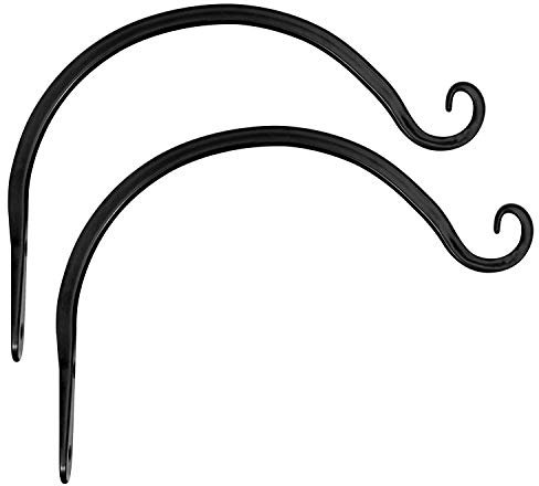 Mkouo 2 Pcs Hanging Plant Bracket Hook Curved Plant Hanger Indoor Outdoor for Flower Basket Bird Feeder Wind Chime Lanterns, 20cm