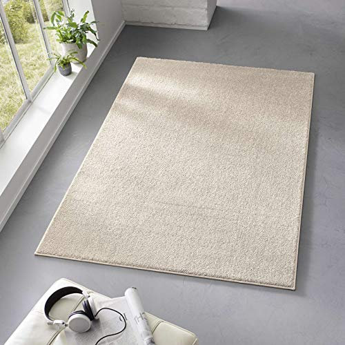 Taracarpet Teppich Kurzflor weicher Designer Uni Bodenbelag Madrid fürs Wohnzimmer, Kinderzimmer, Schlafzimmer und die Küche geeignet Creme Weiss 280x380 cm