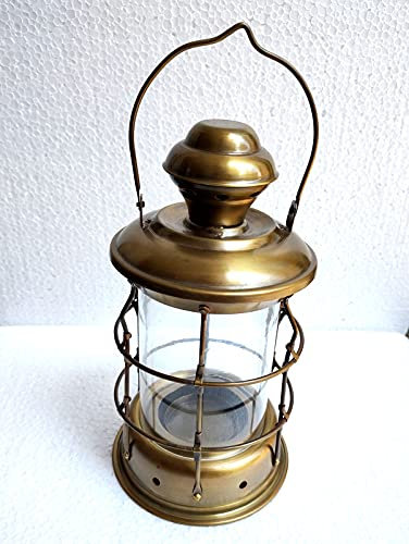 Marrone Antique12 Ottone Cargo Lanterna Nave Lampada Marittima Nautica Home Decor Barca Lampada Materiali: Vetro & Ottone