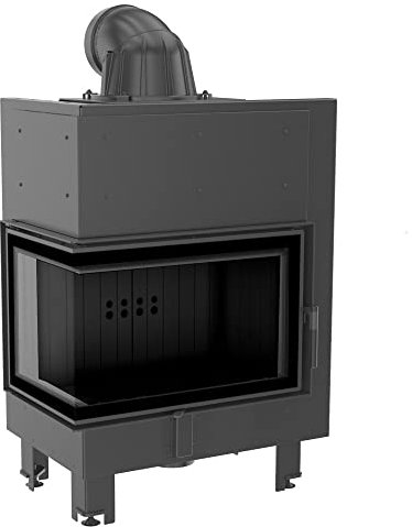 KRATKI MBM Inserto per camino a legna con presa d'aria Conforme BImSchV 2 10 kW Efficienza termica 81% acciaio Rivestimento Thermotec neroLato sinistro 126,1x77,5 cm