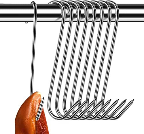 WEERSTONE Ganchos para carne, 20 unidades, ganchos de acero inoxidable, ganchos colgantes de 15 cm, ganchos de carnicero, ganchos de cocina, ganchos para pescado, procesamiento de carne (15 cm, 3 mm)