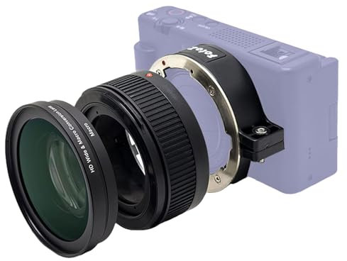 FotoZ 49mm 0.75x Wide Angle Lens, for Sony Vlogcam ZV-1 II Accessories, 2 in 1 HD Wide & Macro Conversion Lens with Extension Tube, Bayonet Mount Lens Adapter
