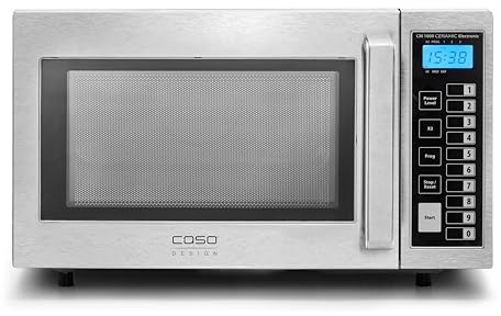 CASO CM1000 Ceramic Electronic, Gewerbemikrowelle, für Gastronomie, Mikrowelle 1000 Watt stark, 25 Liter Garraum, 6 Leistungsstufen, Casotek Boden, Timer bis 60 Min