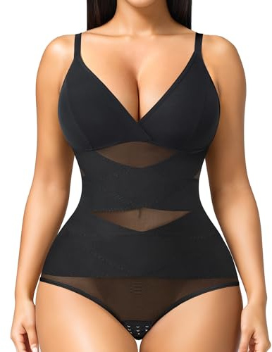Junlan Body Contenitivo Modellante Donna Shapewear Bodysuit Intimo Dimagrante Shaper Pancia Piatta Guaina Contenitiva (Nero, 2XL)