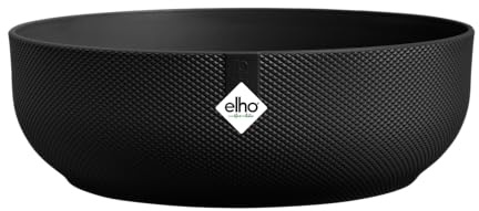 elho Jazz Bowl 28 - Plant Pot Indoor - 100% Recycled Plastic - Ø 27.5 x H 9.0 cm - Black/Living Black