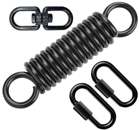 budebuse Muelle balancín para sillón colgante con rotación de 360 grados y 2 mosquetones. Acero 250 kg de capacidad de carga. Muelle balancín