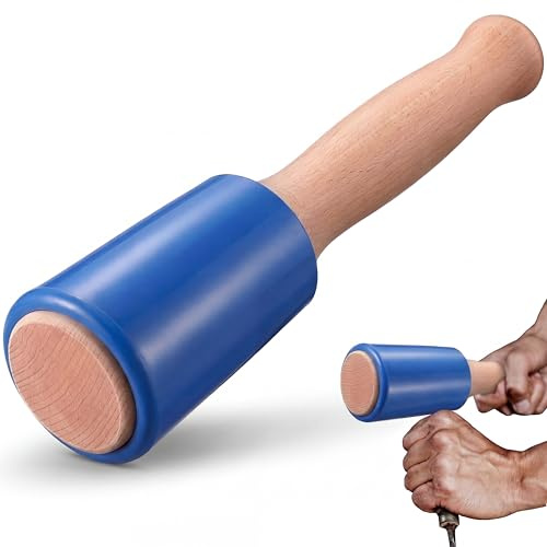 Precision 15oz Wood Carving Mallet for Woodworking, Ergonomic Wooden Handle Reduces Hand Fatigue, Non-Marring Urethane Head, Wood Chisel Hammer for Carving Joinery Tools(Blue)