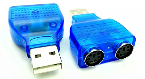 zdyCGTime (2-Pack Blue Mouse Keyboard USB A Male to Dual PS/2 Female Connector Adapter,New USB Male to 2 PS/2 Female Active Adapter T-splitter