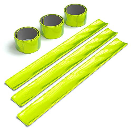 EAZY CASE 6X Reflektorband, Reflektoren Set, reflektierendes Schnapparmband, Sicherheitsarmband, Reflektorenbänder - ideal zur Erhöhung der Sichtbarkeit, Neon Gelb