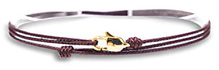 Made by Nami Adjustable Wrap Surfer Bracelet Women & Men - Thin String Bracelet with Snap Hook - Nautical Maritime Beach Jewelry - Handmade & Waterproof - Birthday Gift for Him - U (Ruby Red Gold)