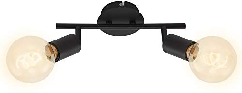 Briloner Leuchten Spotlampa, takfläck med 2 lampor, retro/vintage, spothuvuden roterbara, 2 x E27, max. 60 W, metall, svart, 60 W