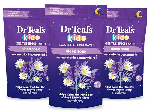 Dr Teal's Kids Gentle Epsom Salt, Sleep Soak with Melatonin & Essential Oil Blend, 2 lbs (Pack of 3)