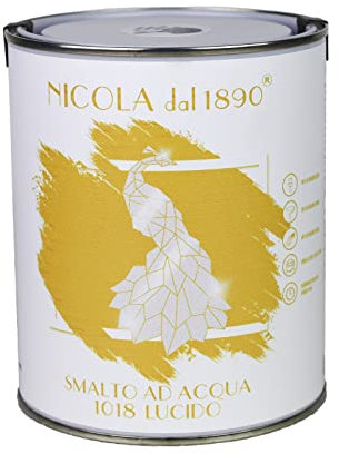 Acryllack auf Wasserbasis, für Innen- und Außenbereiche, hergestellt in Italien, glänzend gelb – Format 1 l