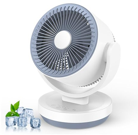Ventilador de Mesa Silencioso,40W,Ventilador de Circulación de Aire para Oficinas,Potente flujo de Aire, 3 Velocidades,Temporizador de 7,5 Horas,Oscilación de 120° + 90°,Ideal para Oficinas y Hogares