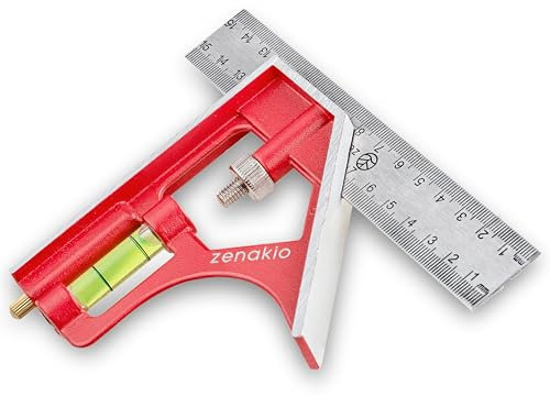 Escuadra Metalica Carpintero 15 cm - Medición y Marcado Preciso - Escuadra Rapida de Angulo de Acero Inoxidable - Perfecta en Trabajos de Madera y Metal - Herramientas Carpinteria Profesional Zenakio