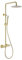 ENKI, Dune, SH0620, Brushed Brass, Thermostatic Shower Mixer Set, Solid Brass, Overhead Shower, Hand Shower, Anti-Scald Device, Contemporary Design, 1-Year Guarantee