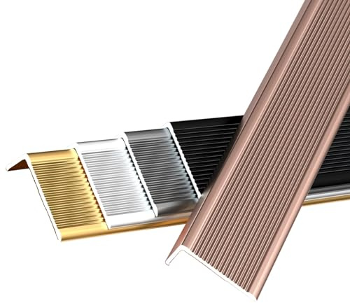 whalebee Bordure pour Escaliers Antidérapant Bord pour Escaliers, Marches, Porches - Aluminium Anodisé Forme en L Profilé De Protection d'angle, Antidérapant Et Anticollision Nez De Marche