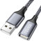 RAVIAD Cavo prolunga USB 2.0 1M, Cavo USB 2.0 A maschio e femmina Nylon prolunga Cavo USB 2 Metri per Chiavetta USB, Hub USB, Lettore di schede, Tastiera, Stampante, Scanner, Fotocamera - Grigio