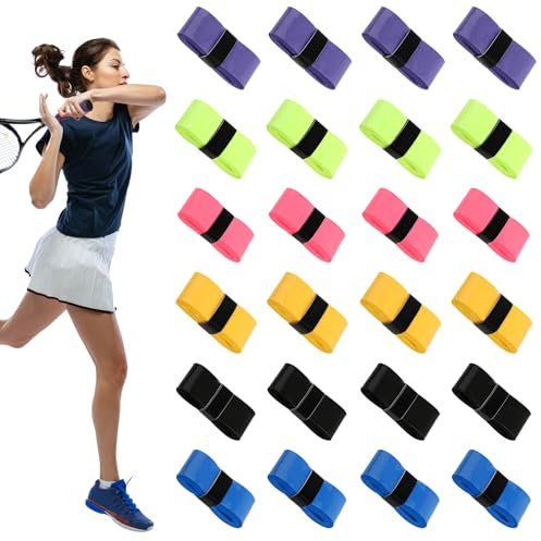Abeillo 24 Stück Griffband Tennis 6 Colors Tennisschläger Griffband, Badminton Griffband, Selbstklebend Griffbänder für Badminton, Squash Schläger, Golfschläger