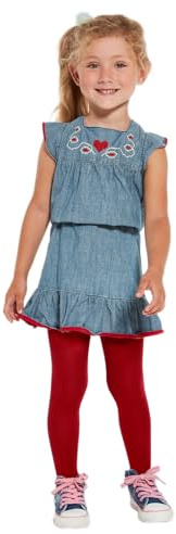 MYCHICLEGS - 60denier ogenomskinliga mikrofiberbyxor för flickor - Röd - 2-3 år