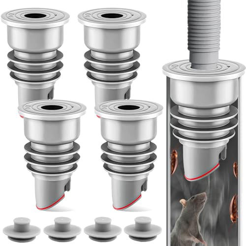 WANDGU Sello de Tubería de Drenaje de Lavadora: 4 Piezas Tubo Desague Lavadora Tapón con Tapa de Cierre, Silicona Sello de Tubería de Drenaje para Fregadero de Cocina, Baño, Lavadora (Gris)
