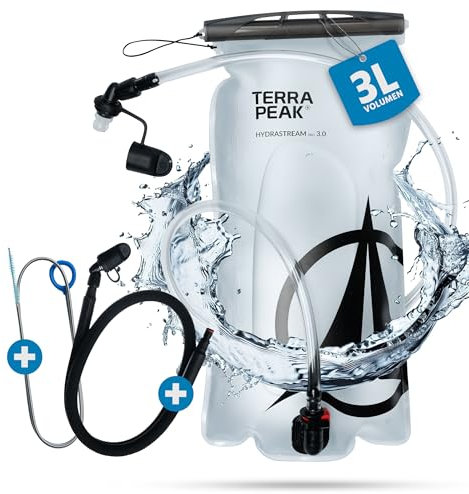 Terra Peak® Trinkblase 3L mit Schlauch Rucksack & Wandern - Trinkbeutel & Trinksystem für Joggen & Laufen - Wasserblase & Wasserbeutel BPA-Frei - Trinksack, Trinkschlauch & Hydration-Bladder