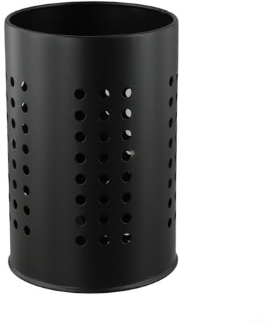 babominimer Porte-ustensiles en acier inoxydable, design aéré de ce porte-ustensiles, tube pour fourchettes, cuillères, spatule, décoration de cuisine (noir, grand)
